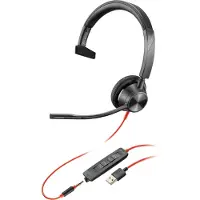 HP Poly Blackwire 3315 - Blackwire 3300 series - headset - på örat - kabelansluten - 3,5 mm kontakt, USB-A - svart