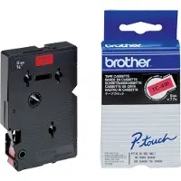 Brother TC-491 | svart text - röd märkband | 9mm x 7.7m (original)