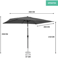 Vonroc Parasoll Rapallo 200x300cm – Premium rektangulärt parasoll | Grå