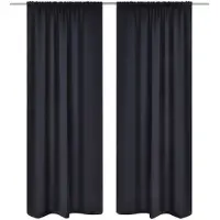 vidaXL 2-pack svarta gardiner med hyskupphängning 135 x 245 cm