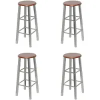 vidaXL Barstolar 4 st silver och brun MDF