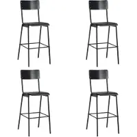 vidaXL Barstolar 4 st svart massiv plywood stål
