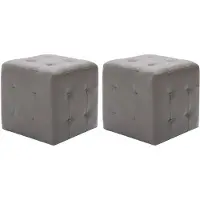 vidaXL 2 st Sängbord Grå 30x30x30 cm Syntetläder 249013