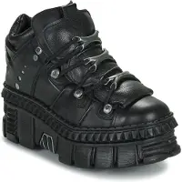 New rock Svart läder Ankel Goth Boots-WALL106-S13