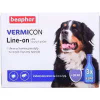 Beaphar Vermicon Line-On Dog L Krople Przeciw Pchłom i Kleszczom Duże Psy 3x4,5 ml
