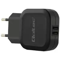 Qoltec - Strömadapter - 12 Watt - 2.4 A - 2 utdatakontakter (USB) - svart
