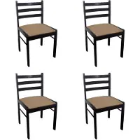 vidaXL 4x Hållfast Gummiträ Matstol Brun Matstol Kök 242029
