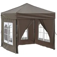 vidaXL Hopfällbart partytält med sidoväggar taupe 2x2 m