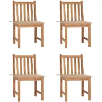 vidaXL Trädgårdsstolar 4 st med dynor massiv teak