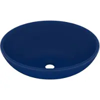 vidaXL Lyxigt ovalt handfat matt mörkblå 40x33 cm keramik