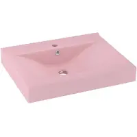 vidaXL Lyxigt handfat med kranhål matt rosa 60x46 cm keramik
