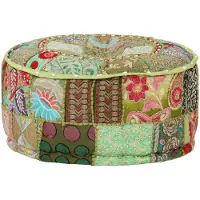 vidaXL Sittpuff med lappmönster rund bomull handgjord 40x20 cm grön