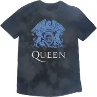 Ginza.se Queen: Unisex T-Shirt/Blue Crest (Dip-Dye On Black) (Wash Collection) (Large)