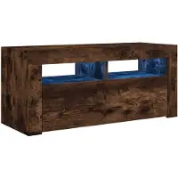 vidaXL Tv-bänk med LED-belysning rökfärgad ek 90x35x40 cm