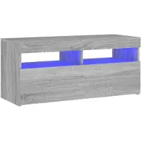 vidaXL Tv-bänk med LED-belysning grå sonoma 90x35x40 cm