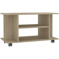 vidaXL Tv-bänk med hjul sonoma ek 80x40x45 cm konstruerat trä