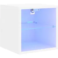 vidaXL Väggmonterad tv-bänk LED vit 30x28,5x30 cm
