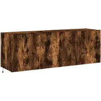 vidaXL Väggmonterad tv-bänk LED 2 st rökfärgad ek 60x35x41 cm