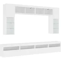 vidaXL Väggmonterade tv-skåp 8 delar med LEDs vit