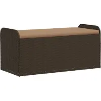 vidaXL Förvaringsbänk med dyna brun 115x51x52 cm konstrotting