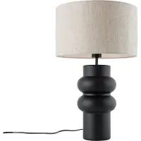 QAZQA Design bordslampa svart tygskärm ljusgrå 35 cm - Alisia