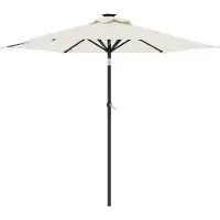 vidaXL Trädgårdsparaply med LED, Stålstolpe, Vit, 225X225X212 Cm