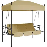 vidaXL Hammock med tak sandvit stål
