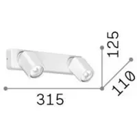Ideal Lux väggspot Rudy Square, svart, 2 lampor, metall Square, Svart, Vardagsrum / matsal, Aluminium / grå / zink, Modern, LED-taklampa