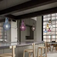 AILATI Glas pendellampa Romeo, dimbar, Violett / rosa / rosè, Vardagsrum / matsal, Glas, Modern, Pendellampa
