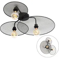 QAZQA Design vägglampa svart med nät 3-ljus - Jane