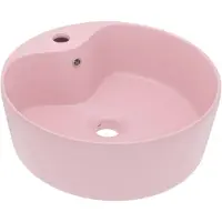 vidaXL Tvättställ med bräddavlopp matt rosa 36x13 cm keramik