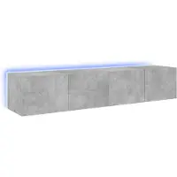 vidaXL Väggmonterad tv-bänk LED 2 st betonggrå 80x35x31 cm
