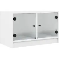 vidaXL Tv-bänk med glasdörrar vit 68x37x42 cm