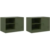 vidaXL TV-skåp 2 st olivgrön 67x39x44 cm stål