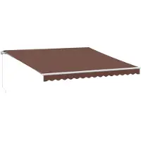 vidaXL Markis manuellt infällbar med LED brun 400x350 cm