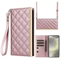 Mtp Products Samsung Galaxy S24 Lyxigt Quiltat Plånboksfodral - Roséguld