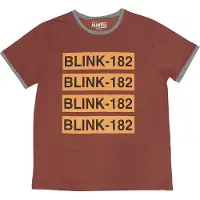 Ginza.se Blink-182: Unisex Ringer T-Shirt/Logo Repeat (Red) (Small)