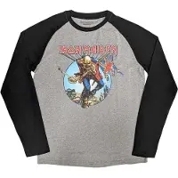 Ginza.se Iron Maiden: Unisex Raglan T-Shirt/Trooper Burst (Black & Grey) (Large)