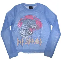 Ginza.se Def Leppard: Ladies Long Sleeve Crop Top/Lightning Leopard (Blue) (Mesh) (X-Small)
