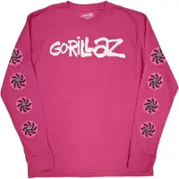 Ginza.se Gorillaz: Unisex Long Sleeve T-Shirt/Repeat Pazuzu (Pink) (Sleeve Print) (Medium)