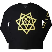 Ginza.se HIM: Unisex Long Sleeve T-Shirt/Heartagram Honeycomb (Black) (Sleeve Print) (Large)