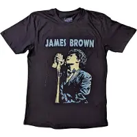 Ginza.se James Brown: Unisex T-Shirt/Holding Mic (Black) (Medium)