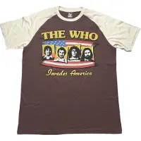 Ginza.se The Who: Unisex Raglan T-Shirt/Invades America (Brown & Natural) (X-Large)