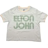 Ginza.se Elton John: Ladies Crop Top/Retro Text (Sand) (Sleeve Print) (XX-Large)