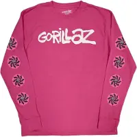 Ginza.se Gorillaz: Unisex Long Sleeve T-Shirt/Repeat Pazuzu (Pink) (Sleeve Print) (XX-Large)