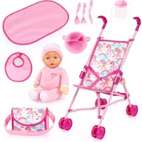 Bayer Design barnvagn/buggy dockvagn-set med docka och tillbehör
