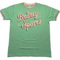 Ginza.se Britney Spears: Unisex Ringer T-Shirt/Retro Text (Green) (Small)