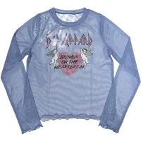 Ginza.se Def Leppard: Ladies Long Sleeve Crop Top/Bringin On The Heartbreak (Blue) (Mesh) (X-Small)