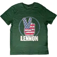 Ginza.se John Lennon: Unisex T-Shirt/Peace Fingers US Flag (Green) (Medium)