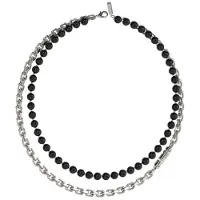GUESS Edgy Double silver och svartfärgat onyxhalsband JUMN04050JWSTBKT/U